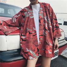 Cardigã japonês estilo chinês, casaco curto de kimono para homens hip hop 2024 - compre barato