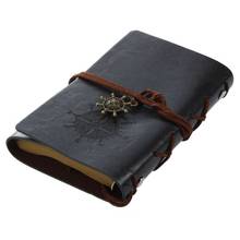 Retro Vintage Leather Bound Blank Pages Journal Diary Notepad Notebook (Black) S 2024 - buy cheap