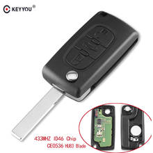 Keyyou chave de carro hu83 para citroen c3 c4 c5 picasso, alarme remoto, dobrável, automático, 433mhz, id46, ask ce0536 2024 - compre barato