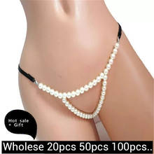 Wholesale Lovers Sexy Bikini underwear Pearl Chain Night club Necklace Flirt Sexy Thong Panties Chain Body Jewelry For women 2024 - buy cheap