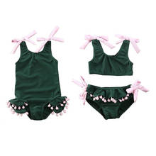 Criança do bebê menina verão conjunto de biquíni maiô beachwear maiô sunsuit 1-6y 2024 - compre barato
