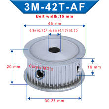 Шкив ГРМ 3M42T диаметр отверстия 6/8/10/12/14/15/16/17/19/20 мм Алюминиевый ременный шкив ширина слота 16 мм для 3m-грм Ширина ремня 15 мм 2024 - купить недорого