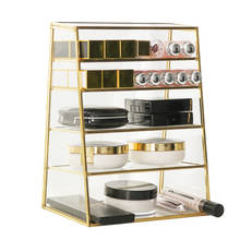 New Golden Makeup Organizer Cosmetic Storage Box Lipstick Holder Eye Shadow Stand Makeup Powder Box Jewelry Cosmetic Case 2024 - buy cheap