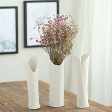 Flores secas estrelladas simples y nórdicas con jarrones, mesa de flores de porcelana blanca creativa para sala de estar, florero de cerámica hidropónica 2024 - compra barato