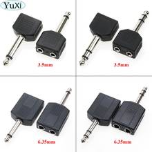 YuXi-Convertidor de adaptador de Audio, 6,35mm, macho a Dual, 3,5 MM/6,35 MM, conector hembra 3,5, divisor de auriculares 2024 - compra barato