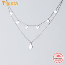 Trustdave Настоящее серебро 925 пробы модное Двухслойное ожерелье с кисточкой и вафельной подвеской для женщин изящное S925 ювелирное изделие da1904 2024 - купить недорого