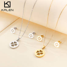 Kalen Lucky Four-leaf Clover Design Romantic and Elegant  Necklace & Earrings Set Stainless Steel Jewelry For Female 2024 - buy cheap
