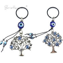 BRISTLEGRASS-Llavero turco azul mal de ojo, llavero de árbol de la vida de los deseos, soporte de anillo, amuleto, colgante de la suerte, protector de bendición 2024 - compra barato