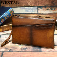 West clutch masculina de couro legítimo, carteira/bolsa de mão de couro para homens, bolsa de dinheiro 31121 2024 - compre barato