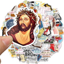 Adesivo comprido jesus 50 peças, divertido estética cristã grafite bagagem laptop capacete telefone diy diário adesivo 2024 - compre barato