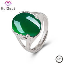 HuiSept Retro Ring 925 Silver Jewelry Oval Shape Emerald Ruby Gemstone Open Finger Rings for Women Wedding Party Gift Wholesale 2024 - buy cheap