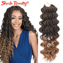 16 inch Ombre Crochet Braids Hair 35 Strands/pack Senegalese Twist with Curly Ends Brown Synthetic Braiding Hair Extensions 2024 - buy cheap