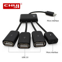 CHYI-Cable adaptador de concentrador 4 en 1, Micro USB de carga de energía, Cable OTG Hub, accesorio de computadora divisor Hab para teléfono inteligente Android 2024 - compra barato
