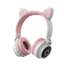 Bluetooth-наушники со светодиодными кошачьими ушками и микрофоном 2024 - купить недорого