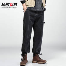 Jantour Black Patchwork Jeans men Fashion Casual Loose Stretch Straight Trousers Male Letter Print Streetwear Pants M-4XL 5XL 2024 - buy cheap