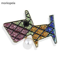 Morkopela Dog Rhinestone Brooch Anmail Enamel Pin Crystal Brooch Jewelry Clothes Scarf Clip Accessories Brooches For Women 2024 - buy cheap
