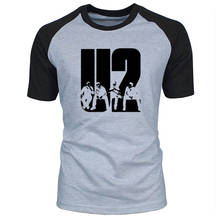 Camiseta manga curta masculina raglan, gola redonda estampa de banda u2, roupa casual hip hop rock tamanho solto 2024 - compre barato