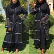 2022 Muslim Lace Maxi Hijab Dress Abaya Embroidery Pearl Long Robes Malaysia Turkish Pakistan Ramadan Arab Islamic Clothing 2024 - buy cheap