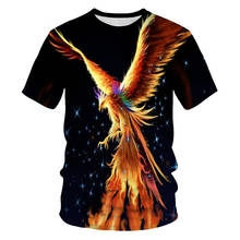 New Summer Fire Phoenix 3D Printing Men's T-shirt Golden Phoenix Children's Clothing Parent-child Clothing Oversized T-shirt 6XL 2024 - buy cheap
