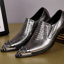 Saúde bella sapatos masculinos de couro legítimo, plus size, metal, ponta fina, sapatos para negócios, cor prata, chinelos 2024 - compre barato