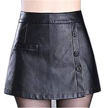 Woman Spring Plus Size Pu Above Knee Skirts Female Autumn Oversized Black Leather Skirt Lady Winter Loose Leather Button Shorts 2024 - buy cheap