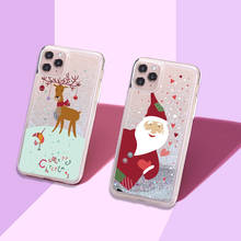 Cartoon Christmas Santa Claus Sparkle Liquid Glitter Phone Case Fundas Cover For iPhone 12 Mini 11 X XS XR Max Pro 7 8 8Plus 2024 - buy cheap