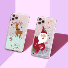 Funda de teléfono con dibujos animados de Papá Noel, carcasa con purpurina líquida para iPhone 12 Mini, 11, X, XS, XR Max Pro, 7, 8, 8Plus 2024 - compra barato