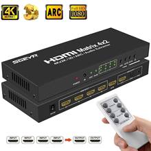 HDMI Matrix Switch 4x2, 4K HDMI Matrix Switcher Splitter 4 in 2 Out Box with Audio Extractor, IR Remote Support 4K 3D,1080P 2024 - buy cheap