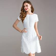 dresses new Sweet High quality spring Lace Party Dress white M XXXL Fashion Embroidery Women Clothing summer A-Line dress 2024 - buy cheap