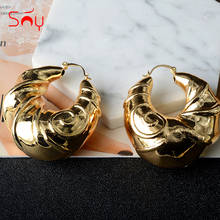 Sunny Jewelry-pendientes de aro de cobre para mujer, aretes huecos de gran estilo, alta calidad, regalo de fiesta de boda, 2021 2024 - compra barato