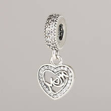 Free Shipping 925 Sterling Silver Mom In My Heart Dangle Charm Fit Original Bracelets For Women DIY Jewelry S925 Beads 2024 - buy cheap