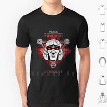 Paz através do tirrany t camisa diy algodão tamanho grande 6xl g1 decepticon autobot humor scifi geek geekery 80s crianças megatron 2024 - compre barato