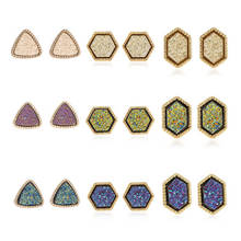 Harajuku Women Earrings Simple Geometric Triangle Hexagon Matte Earring Symphony Starry Time Crystal Gypsophila Stud Earrings 2024 - buy cheap
