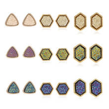 Pendientes Harajuku con forma de triángulo geométrico Simple para mujer, pendiente mate hexagonal, Sinfonía, Starry Time, aretes de cristal Gypsophila 2024 - compra barato