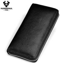 100% Genuine Leather Men Wallet High Quality Card Holder Coin Purse Zipper Large Capicity Organizer Cltutch With Phone Pocket 2024 - buy cheap