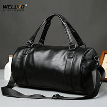 Men Travel Duffle Bag PU Leather Men's Travel Bags Male Shoulder Handbag Round Bucket Shape Hand Bags Fashion Tote Black X35C 2024 - buy cheap