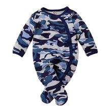 Primavera infantil bebê bodysuit meninos manga longa camuflagem impressão macacão crianças roupas 2024 - compre barato