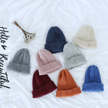 Outono inverno estilo coreano 2-8 anos do bebê meninos meninas moda tricô chapéus de lã crianças cor sólida all-match hat 2024 - compre barato