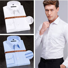 Camisa de manga longa masculina, de algodão, alta qualidade, sem ferro, para jovens, profissional, ferramenta casual, camisa branca, versão solta 2024 - compre barato