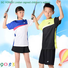 Original yonex manga curta esporte jérsei roupas esportivas roupas de badminton para crianças 2024 - compre barato