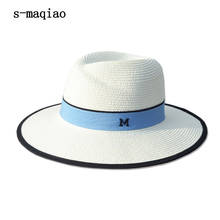 Шляпа с широкими полями летние фетровая шляпа в стиле джаз Кепки Соломенная Панама, шляпы для Для мужчин соломенные шляпы от солнца Для женщин Для мужчин пляжная шляпа пара солнцезащитный козырек шапки повязки на шею 2024 - купить недорого