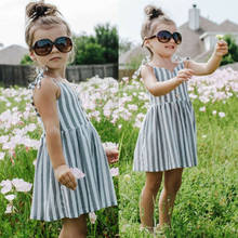 Summer Lovely Fashion Toddler Baby Girls Kids Striped Sleeveless Dress Casual Beach Short Mini Dress Holiday Clothes 2024 - buy cheap