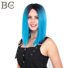 BCHR  Ombre Synthetic Lace Front Wig Dark Root Blue Pink BUG Wig  for Women Cosplay wig 2024 - buy cheap