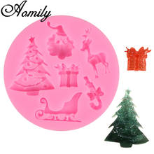 Aomily-moldes de silicona para Tartas, herramienta para decoración de tartas, Fondant, árbol de Navidad, Santa Claus, azúcar artesanal, Chocolate 2024 - compra barato