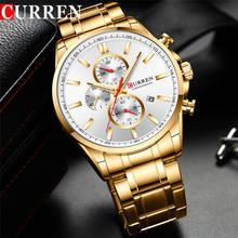 CURREN-Reloj de pulsera deportivo para hombre, resistente al agua, cronógrafo, militar, de acero inoxidable, dorado, 8368 2024 - compra barato