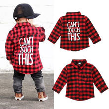 KSTDV 1-7Y Children Clothes New Fashion Toddler Kids Baby Boy Clothes Long Sleeve Red Plaid Back Letter Print T-shirt Tee Blusa 2024 - buy cheap