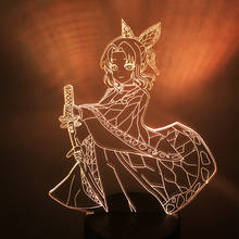 Lâmpada 3d de anime demon slayer, luz kocho kanae para quarto, para decoração kimetsu no yaiba, para crianças, presente de natal e aniversário 2024 - compre barato