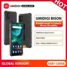 Смартфон UMIDIGI BISON NFC защищенный, 6 ГБ + 128 ГБ, IP68/IP69K, 48 МП матрица, четыре камеры, дисплей 6,3 дюйма FHD +, Android 10 2024 - купить недорого