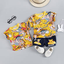 Conjunto de ropa de verano para bebé, chándal para niño, camiseta + pantalón corto, conjunto deportivo con dibujo de bigote para bebé, 2 uds. 2024 - compra barato