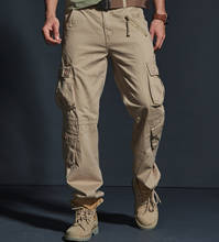 Calça cargo masculina, calça comprida casual de alta qualidade com muitos bolsos soltos, roupa de corrida para caminhadas e rua 2024 - compre barato